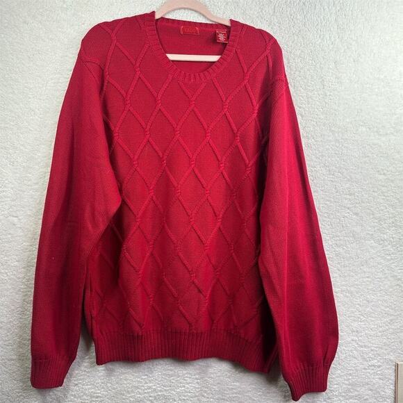 IZOD Men's Argyle Red Pullover Sweater 2XL Long Sleeve Casual‎ - Picture 1 of 9